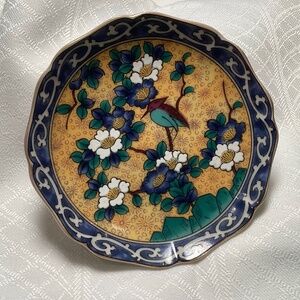 Vintage Japanese Takahashi Floral And Bird Trinket Hand Painted Trinket Dish